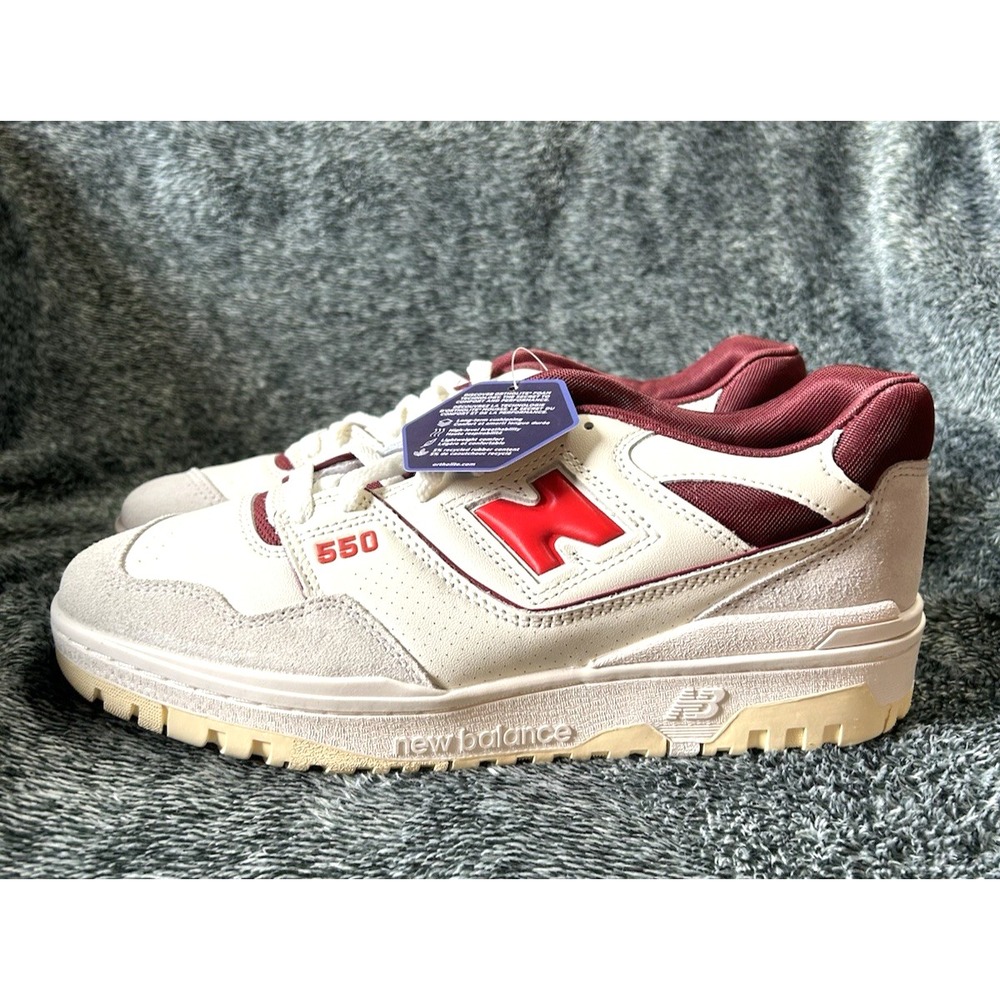 New Balance 550 White Red Court Athletic Shoes BB550EMR Men's Size 8.5D